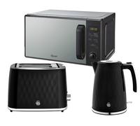 Swan Hexton Black Kettle, 2 Slice Toaster and 20L Digital Microwave Kitchen Set