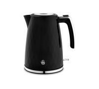 Swan Hexton Black Rapid Boil Kettle 1.7L 3KW Hexagonal Texture Chrome Accents