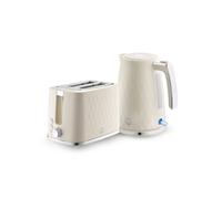 Swan Hexton Kitchen Set, 1.7L Rapid Boil Kettle, 3000W and 2 Slice Toaster with 7 Browning Levels, 900W, Cream with Chrome Accents, SK19038CRM & ST19037CRM
