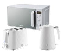 Swan Hexton White 1.7L Rapid Boil Kettle, 2-Slice Toaster And 20L Digital Microwave Bundle