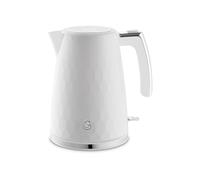 Swan Hexton White Rapid Boil Kettle 1.7L 3KW Hexagonal Texture Chrome Accents