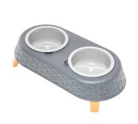 Swan Household 44.5 x 22 x H11.5 cm Pet Elevated Twin Feeder Double Dog Bowls and Stand Bowls for Food and Water in Raised Feeder Holder (Grey)