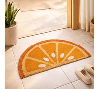 Swan Household lemon or orange Half Moon Printed Door Mat Non-Slip Backing Helps Remove Dirt & Mud From Shoes (Orange)