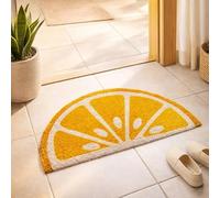 Swan Household lemon or orange Half Moon Printed Door Mat Non-Slip Backing Helps Remove Dirt & Mud From Shoes (Lemon)