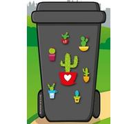 Swan household ® - Multi-Use Wheelie Bin Vinyl Self Adhesive Sticker Kits (Cactus)