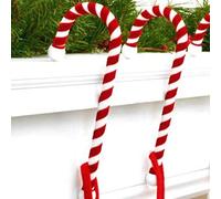 Swan household ® - Pack of 2 Christmas Xmas Decoration Candy Cane Stocking Holder, Classic Santa Red & White (Velvet)