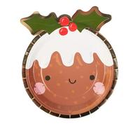 Swan Household Pack Of 20 Christmas Pudding Paper Plates Xmas Decoration Pudding Shaped