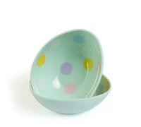 Swan Household Set Of 2 Happy Easter Decoration Melamine Egg Shaped Bowl (Blue)