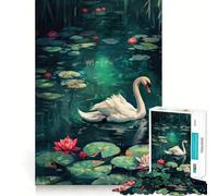 Swan in A Lily Pond 1000 Piece Jigsaw Puzzles for Teenagers Logic Sense Toy Peaceful Fun Smooth Edge Creative Gift (50x75cm)