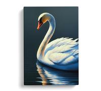Swan In A Pond No.4 Canvas Print | Gallery Wrapped 30mm Frame Wall Art | 30x20 inches | Ready to Hang | Modern Bird Picture | Living Room Bedroom Lounge Office