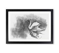 Swan in Abstract Framed Print | A2 Black Framed Wall Art | Ready to Hang | Abstract Animal Picture | Living Room Bedroom Lounge Office