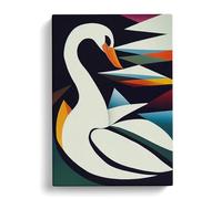 Swan In Abstract No.4 Canvas Print | Gallery Wrapped 30mm Frame Wall Art | 30x20 inches | Ready to Hang | Abstract Bird Picture | Living Room Bedroom Lounge Office