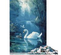 Swan In Forest 500 Pieces Puzzles for Adults, Jigsaw Puzzles 500 Pieces, DIY Puzzle Toy As Birthday Gifts 500pcs (52x38cm)