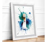 Swan in Splendour Modern Framed Wall Art Print A1 (84.1×59.4cm) White, Wall Decor for Living Room, Bedroom, Office & Home, Ready to Hang, Art Gift