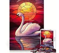 Swan in Stained Glass Sunset 1000 Piece Jigsaw Puzzles for Teenagers Logic Sense Toy Peaceful Fun Smooth Edge Creative Gift (50x75cm)