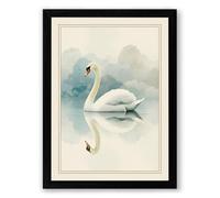 Swan in Still Water Minimalist Framed Wall Art Print A3 (42×29.7cm) Black, Wall Decor for Living Room, Bedroom, Office & Home, Ready to Hang, Art Gift