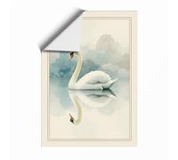 Swan in Still Water Minimalist Unframed Wall Art Print A4 (29.7×21cm), Wall Decor for Living Room, Bedroom, Office & Home, Art Gift