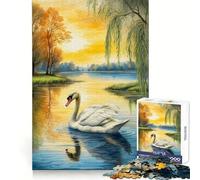 Swan in The Lake Jigsaw Puzzles for Adults 1000 Piece Memory Boost Cozy Time Pattern Assembly Santa Wish List (38x52cm)