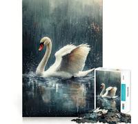 Swan in The Rain 1000 Piece Jigsaws for Teenagers Puzzle Mind Challenge Toy Calm Pastime Precise Cut Lovely Gift (38x52cm)
