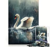 Swan in The Rain 1000 Piece Jigsaws for Teenagers Puzzle Mind Challenge Toy Calm Pastime Precise Cut Lovely Gift (38x52cm)