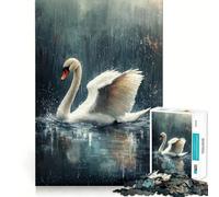 Swan in The Rain Jigsaw Puzzles for Adults1000 Pieces Think Smart Toy Family Bond Accurate Cut Seasonal Gift (38x26cm)