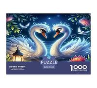 Swan Jigsaw Puzzles 1000 Pieces Challenge Game for Adults, Romantic Night Lake Impossible Jigsaw Puzzles 1000 Piece Educational Games Home Decoration 70x50cm/1000pcs