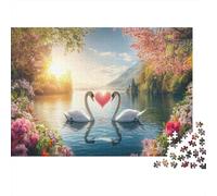 Swan Jigsaw Puzzles Puzzle for Adults Kids. 1000 Piece Romantic White Swan Great Gifts Challenge Toy Educational Game Home Decoration for Adults& Kids Age 14 Years Up 1000pcs (75x50cm)