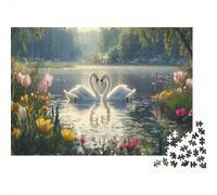 Swan Jigsaw Puzzles Puzzles for Adults Kids. 1000 Piece Impossible Challenge Toy Educational Game Home Decoration for Educational Games Gifts 1000pcs (75x50cm)