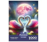 Swan Jigsaw Puzzles Puzzles for Adults Kids. 1000 Piece The Bonny Swans Impossible Challenge Toy Educational Game Home Decoration for Adults& Kids Age 14 Years Up 38x26cm/1000pcs