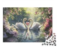 Swan Jigsaw Puzzles Puzzles for Adults Kids. 1000 Pieces Romantic White Swan Whimsical Challenge Toy Educational Game Home Decoration for Educational Games Gifts 1000pcs (75x50cm)