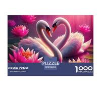 Swan Jigsaws Kid Age 12 Years Up Impossible And Difficult Challenge 1000 Pieces Swan Challenging Puzzle Games Educational Games There Are Letters on The Back 38x26cm/1000pcs