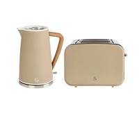 Swan Kettle & 4 Slice Toaster Breakfast Essentials Bundle in Beige Swan Beige