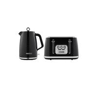Swan Elegance Kitchen Set, 1.7L Kettle & 4 Slice Toaster, Black, SK14016BLK & ST19025BLK