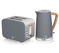 Swan Nordic Kitchen Set, 1.7L Fast Boil Kettle and 900W 2-Slice Toaster, Grey SK14610GRYN/ ST14610GRYN