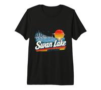 Swan Lake New York Sunset Nature Scene Premium T-Shirt