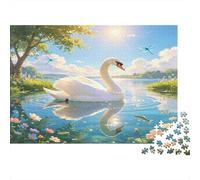 Swan Lake Scenic View 1000 Piece Jigsaw Puzzle Paper for Adults Relaxation Focus Home Decor 52x38cm/1000pcs