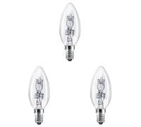 Swan Lightbulbs Low Energy Halogen Candle Bulbs, 42W, E14, Small Edison Screw, Clear, Pack of 3