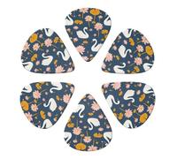 Swan Lotus Pond 6 Pack Guitar Picks With Case Colorful Guitar Plectrums Thin Medium Heavy Accessory For Acoustic Ukulele Bass