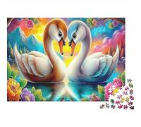 Swan Love 1000 Piece Jigsaw Puzzle for Adults, Cardboard, Two Swans, Educational Family Puzzle, Develops Patience & Problem-Solving Skills 52x38cm/1000pcs