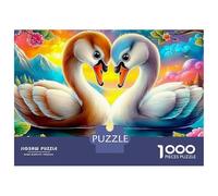 Swan Love 1000 Piece Premium Cardstock Jigsaw Puzzle Set for Couple Puzzle Partners, Concentration Training Puzzle, Indoor Leisure, Perfect Housewarming Gift 52x38cm/1000pcs