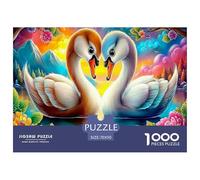 Swan Love Impossible Hard Difficult 1000 Pieces Adult Jigsaws - Swans (heart Shape Water) Educational Game Decompression for Gifts70x50cm/1000pcs