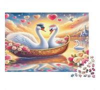 Swan Love Lake 1000 Piece Jigsaw Puzzle Paper for Adults Romantic Scene Focus Gift 52x38cm/1000pcs