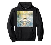 Swan Love on a Spring Lake Pullover Hoodie