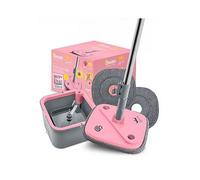 Swan Lynsey Tvs Queen Of Clean Turbo Spin Mop With Rinse & Wring 360&Deg; Spin Cycle, Clean Water Tank, Dirty Water Tank, Collapsible Handle, Microfibre Pad And Washable Heads, Pink & Grey Pink