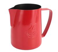 Swan Milk Frothing Creamer Cup, 480ml Stainless Steel Latte Art Pitcher with Art Pen, Precise Measurement Markings, for Barista Coffee Bar (Bright Red)