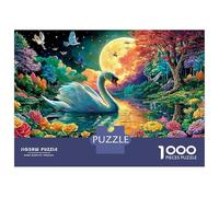 Swan Moonlight 1000 Pc Sturdy Cardboard Moonlit Lake Puzzle Hard Challenge Family Game Night Office Break Desk Idea 38x26cm/1000pcs