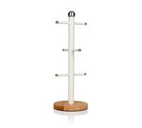 Swan SWKA17510WHTN Nordic Scandi Mug Tree with Non-Slip Bamboo Base, Cotton White, Steel