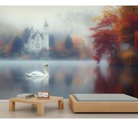 Swan Mural, Landscape Wall Murals, Villa Wallpaper for Living Room Bedroom TV Background Hotel Bar Decor - 390x260cm