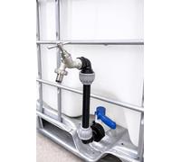 Swan Neck IBC Tank Riser Kit 30cm Tap Extension, Fits 2" S60 x 6 Outlet, Easy Filling for Buckets & Watering Cans, Includes MDPE Fittings, Tank Adaptor, Tap & PTFE Tape (silver bib tap+barb)