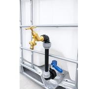 Swan Neck IBC Tank Riser Kit 30cm Tap Extension, Fits 2" S60 x 6 Outlet, Easy Filling for Buckets & Watering Cans, Includes MDPE Fittings, Tank Adaptor, Tap & PTFE Tape (brass bib tap+hose connector)